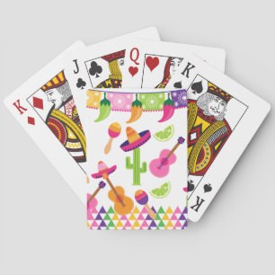 Baraja De Cartas Mexican Fiesta Party Sombrero Saguaro Lime Peppers