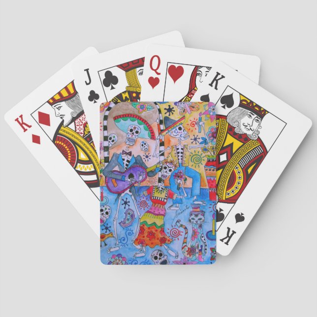 Baraja De Cartas MEXICANA FIESTA Mariachi Gats Calavera (Reverso)