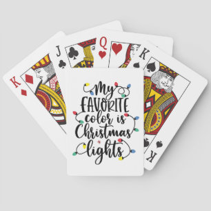 Baraja De Cartas Mi color favorito es Santa Claus luces de Navidad