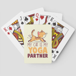 Baraja De Cartas Mi Gato Es Mi Socio De Yoga - Estirando Gato