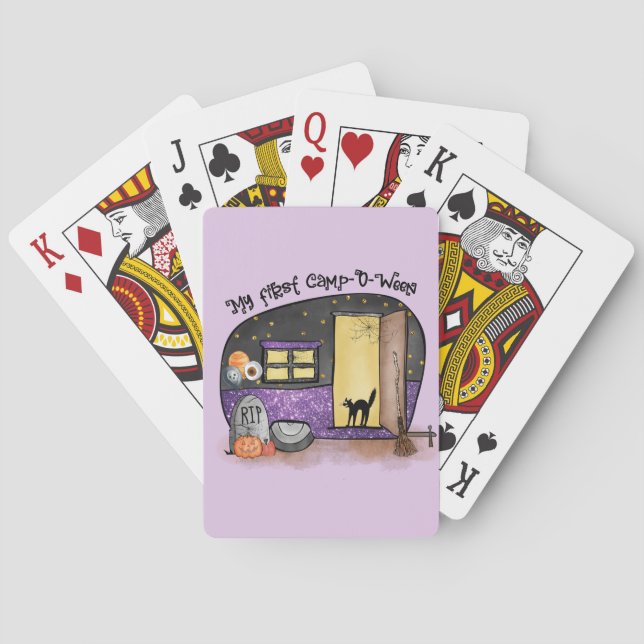 Baraja De Cartas Mi primer campamento-O-Ween | Camping de Halloween (Reverso)