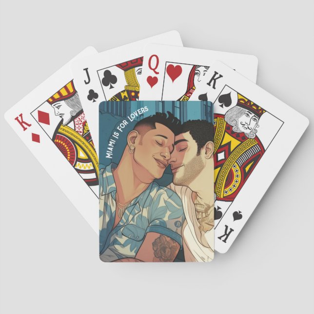 Baraja De Cartas Miami Centro Hombres Gays Ahogándose Ilustracion (Reverso)