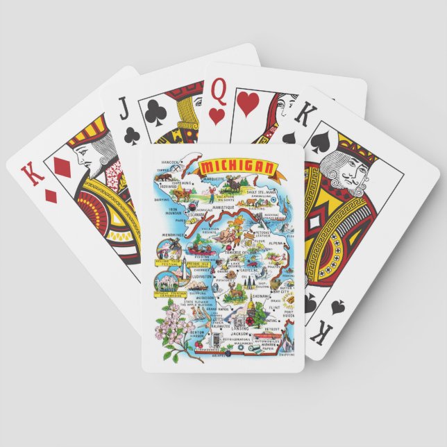 Baraja De Cartas Michigan Postcard Map Playing Cards (Reverso)