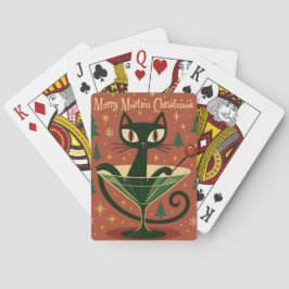 Baraja De Cartas Mid Century Black Cat Merry Martini Christmas
