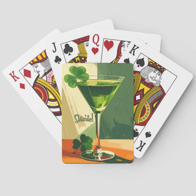 Baraja De Cartas Mid Century Modern Shamrock Martini Sláinte!  (Reverso)