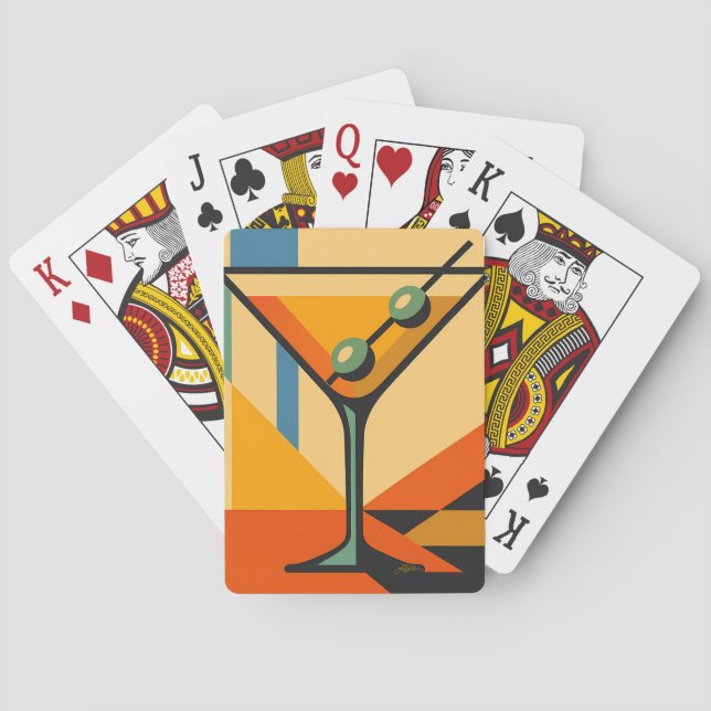 Baraja De Cartas Mid Century Modern Sunrise Bauhaus Martini (Reverso)