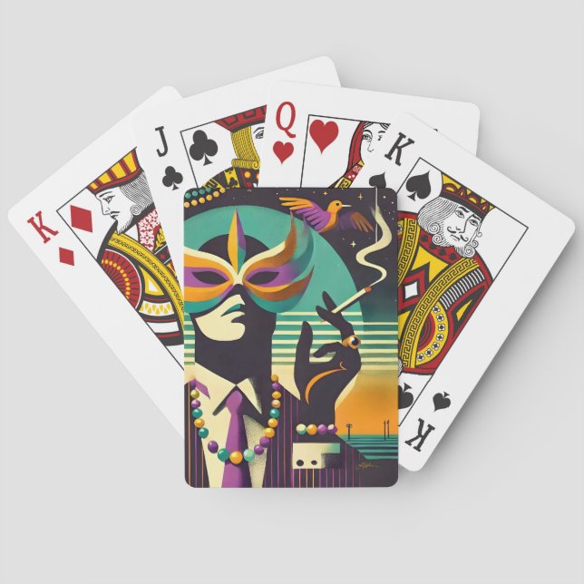 Baraja De Cartas Mid Century Retro 60s Mardi Gras The Smoking Man (Reverso)