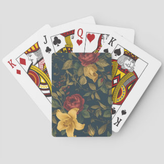 Baraja De Cartas Midnight Victorian Floral – Yellow Lilies & Roses 