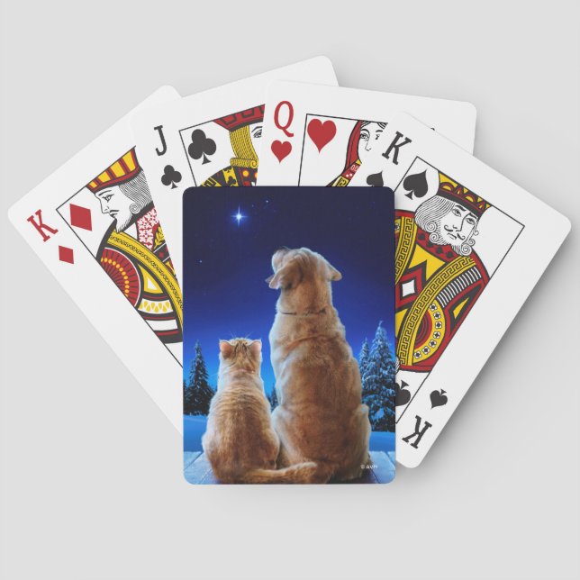 Baraja De Cartas Milagros de Navidades gatos y perros (Reverso)