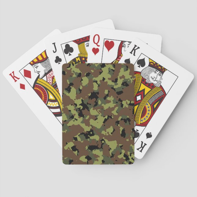 Baraja De Cartas Militares Camo del verde de musgo (Reverso)