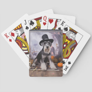 Baraja De Cartas Miniature Schnauzer Calabazas de Halloween Espeluz