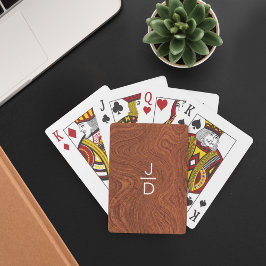 Baraja De Cartas Minimal, Rustic, Modern Trendy Woodgrain Monogram