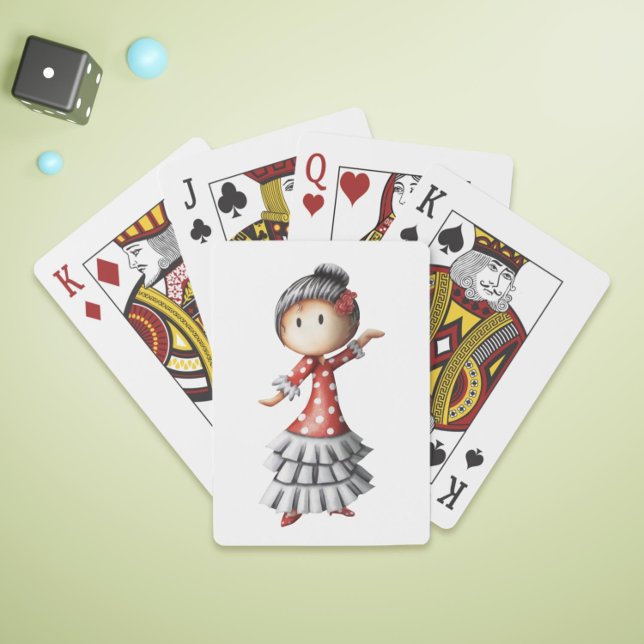 Baraja De Cartas Minimalist Cute Sevillana Dancer Illustration (Minimalist Cute Sevillana Dancer Illustration Playing Cards)