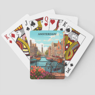 Baraja De Cartas Minimalista Amsterdam Holanda Vista del Canal Vint