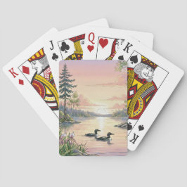 Baraja De Cartas Minnesota Lake Sunset with Loons, Playing Cards