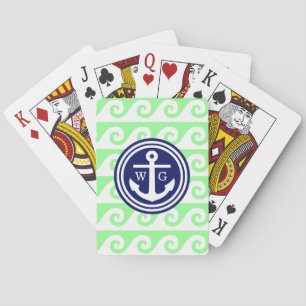 Baraja De Cartas Mint Green Navy Blue Whats Anchor Griega Key Waves