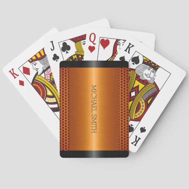 Baraja De Cartas Mirada metalizado anaranjada metálica del acero (Reverso)
