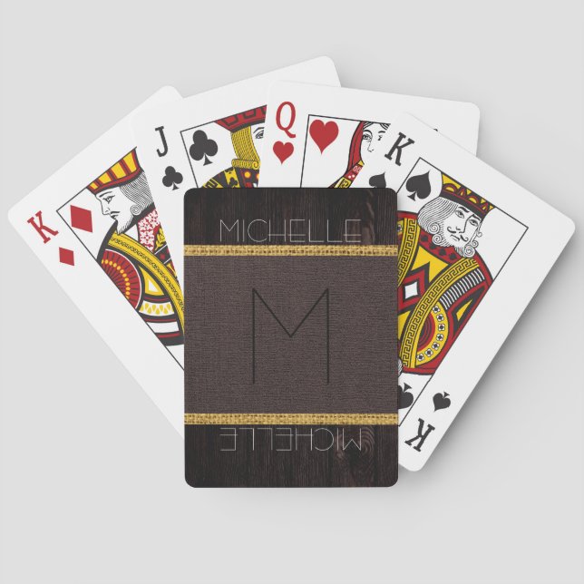 Baraja De Cartas Miramón Marrón Rustico Arpillera Aspecto Madera (Reverso)