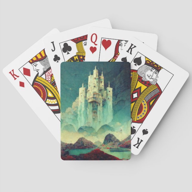 Baraja De Cartas Misterioso arte de fantasía en el castillo (Reverso)