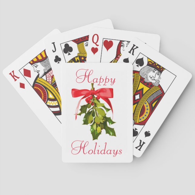 Baraja De Cartas Mistletoe de Felices Fiestas (Reverso)