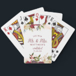 Baraja De Cartas Mistletoe Manor El nuevo señor y la señora Newlywe<br><div class="desc">Diseño de Rosas de Invierno Mistletoe Manor Watercolor Lush con Florales Pintadas a Mano, Hojas de Berry Holly, Foliage de Pine Sprig y Brocas de Pintura de Color de Agua. Marsala colorida, rojo Merlot de vino, borgoña, crema de marfil y verde. Con Tipografía De Moda Rápida, Fonts De Guión De...</div>