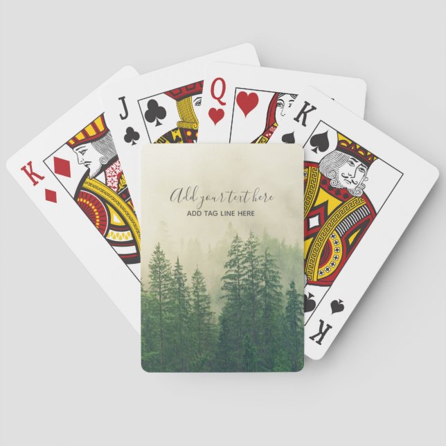 Baraja De Cartas Misty Pine Forest Trees Personalizado Keepsake (Reverso)