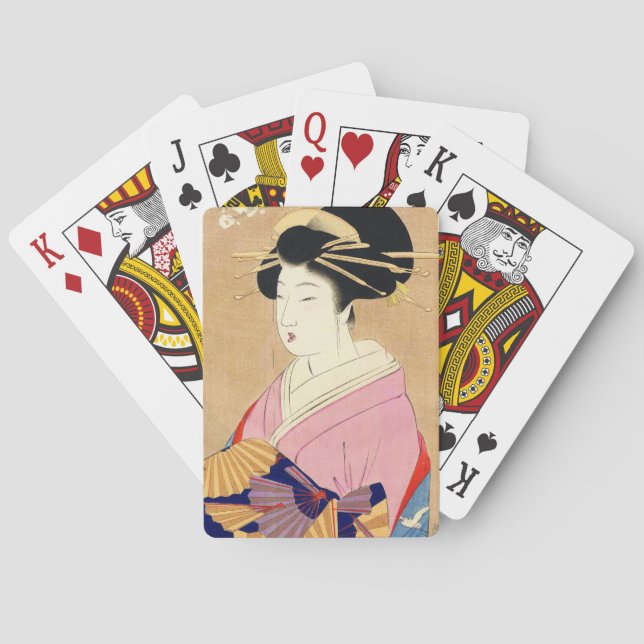 Baraja De Cartas Miyagawa Shuntei Oiran arte ukiyo-e japonés (Reverso)