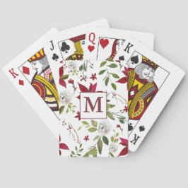 Baraja De Cartas Moda Acuarela Poinsettia Monograma Floral