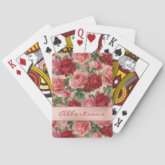 Baraja De Cartas Moda Elegante Vintage Roses Roses Rojos Floral