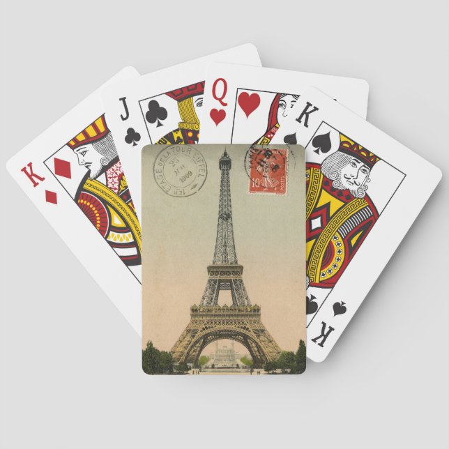 Baraja De Cartas Moda francesa de época Torre Eiffel Paris Postcard (Reverso)