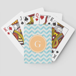 Baraja De Cartas Moda Pastel turquesa Personalizado Chevron Monogra