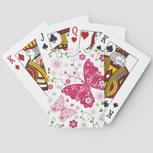 Baraja De Cartas Modelo blanco floral (Reverso)