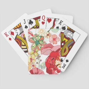Baraja De Cartas Modelo con las flores rojas