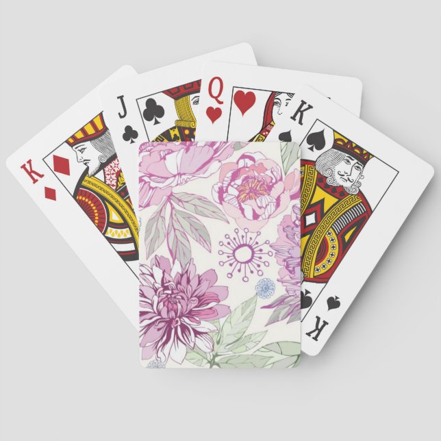 Baraja De Cartas Modelo con las flores rosadas (Reverso)