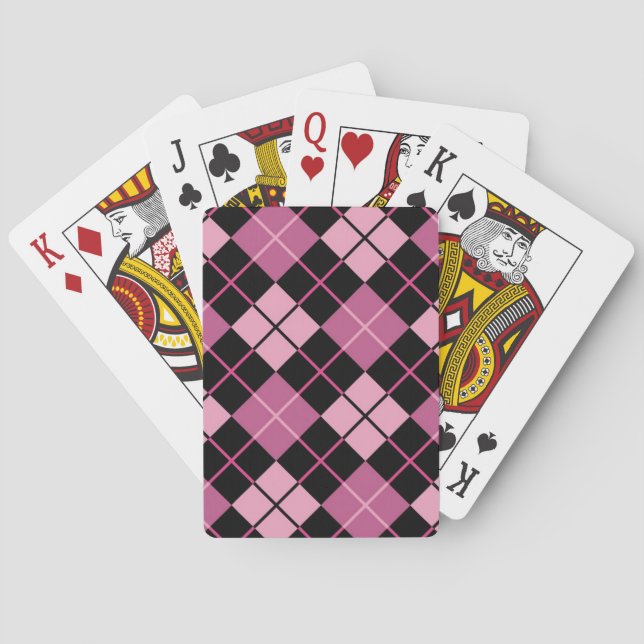 Baraja De Cartas Modelo de Argyle en negro y rosa (Reverso)
