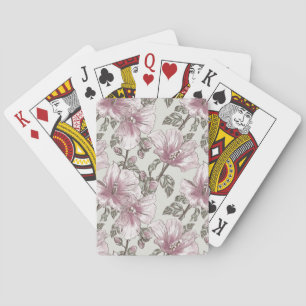 Baraja De Cartas Modelo de flores rosado silenciado del hibisco