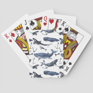 Baraja De Cartas Modelo de la ballena y del ancla de la acuarela