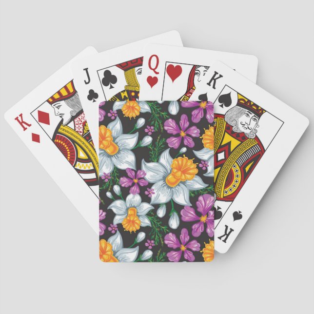 Baraja De Cartas Modelo de la elegancia con las flores 2 del (Reverso)