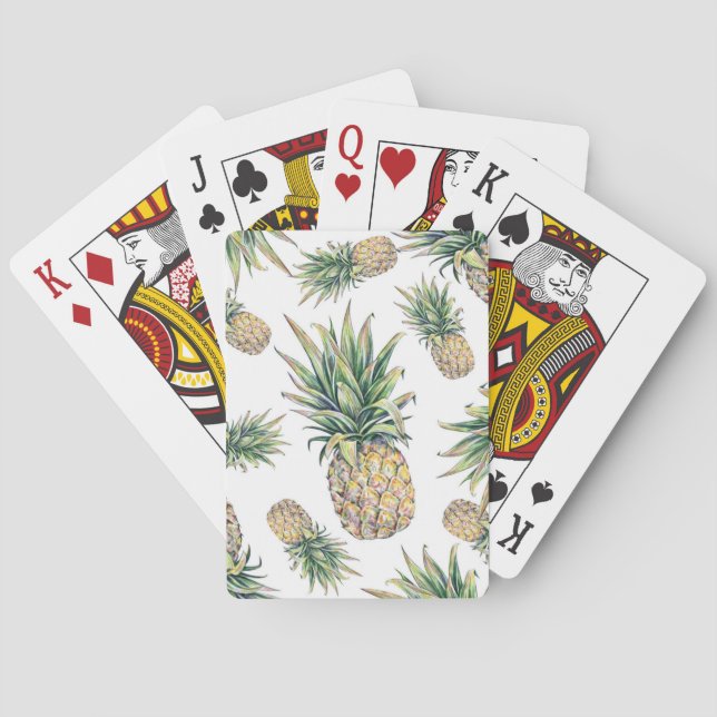 Baraja De Cartas Modelo de la piña de la acuarela (Reverso)