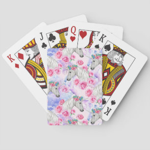 Baraja De Cartas Modelo de los unicornios y de los rosas