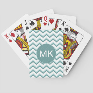 Baraja De Cartas Modelo de zigzag de Chevron en verde menta