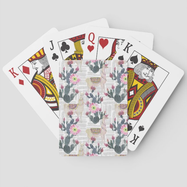 Baraja De Cartas Modelo del cactus de la acuarela (Reverso)