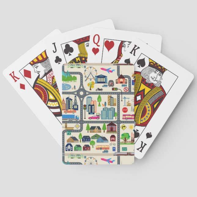 Baraja De Cartas Modelo del mapa de la ciudad (Reverso)