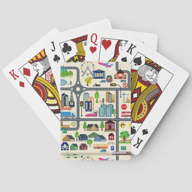 Baraja De Cartas Modelo del mapa de la ciudad (Reverso)