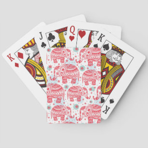 Baraja De Cartas Modelo étnico rojo del elefante