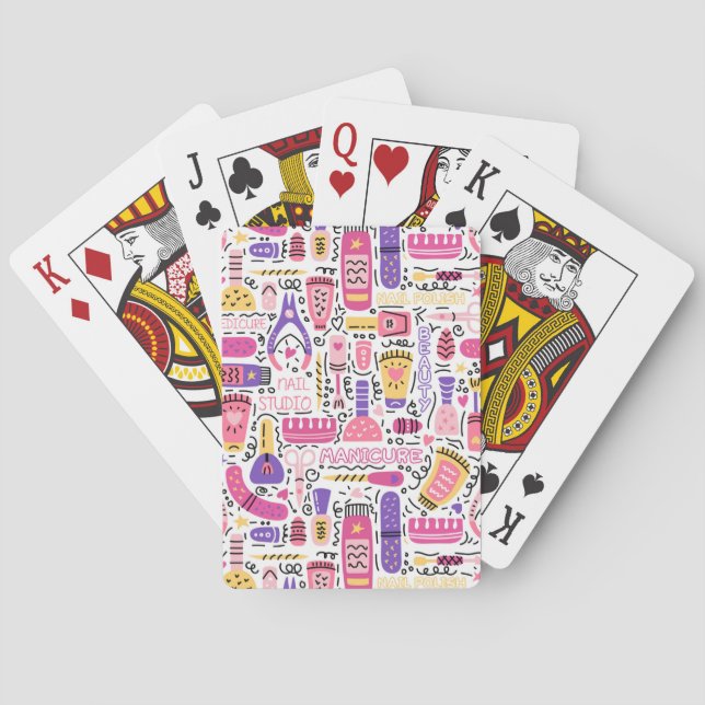 Baraja De Cartas Modelo lindo de la manicura del Doodle (Reverso)