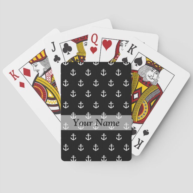 Baraja De Cartas Modelo negro del ancla (Reverso)