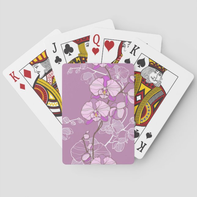 Baraja De Cartas Modelo púrpura de la orquídea (Reverso)