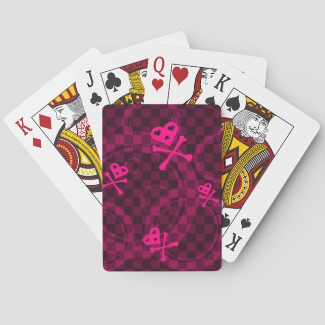 Baraja De Cartas Modelo rosado de Emo con los círculos (Reverso)