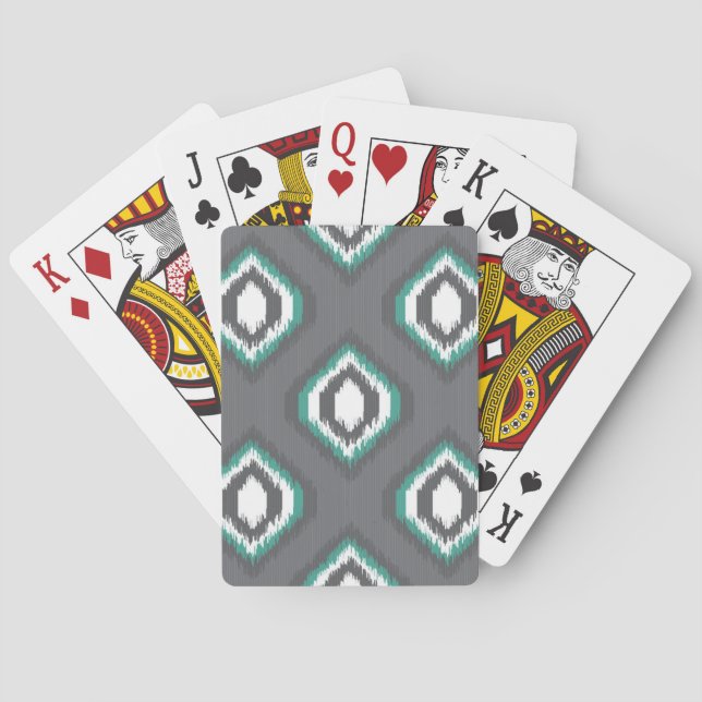 Baraja De Cartas Modelo tribal del ikat retro geométrico (Reverso)